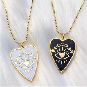 NWT Pendant Necklace Eye of the Heart Mystic New Age Black White
